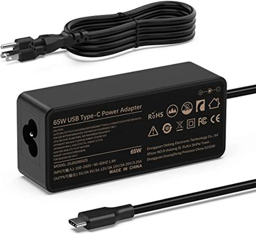 Cargador De Laptop De 65 W Usb Tipo C Adaptador De Ca De