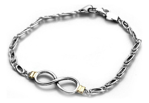 Pulsera Julianita Dije Infinito De Plata 925 Y Oro  