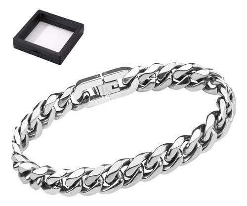 Pulseras Cubanas, Esclava De Plata Para Hombres, Brazalete