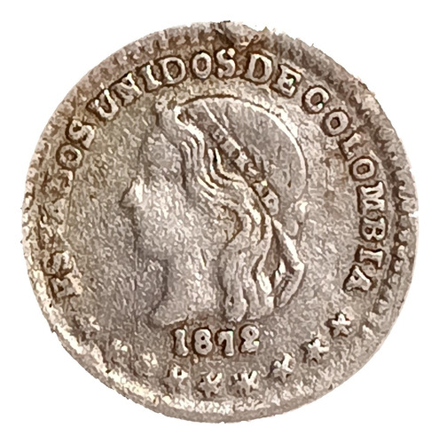 Colombia 1/2 Décimo 1872 Mb Plata Km 150.2a
