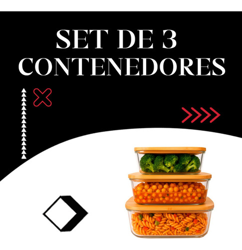 X 3 Tuper Vidrio Hermético Contenedor Tapas Madera Bambu