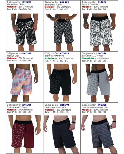 Imagem 8 de 10 de Kit 3 Bermudas Masculinas Moleton Camuflada Floral Treino
