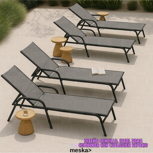Camastro Metálico Para Playa Hogar Jardín 1 Pz Inmatmex Gris