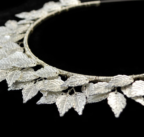 Tiara Corona De Alambre De Cobre Con Hojas De Alambre De Cob Color Plateado