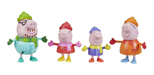 Set De 4 Figuras Familia De Peppa Pig Tiempo De Invierno