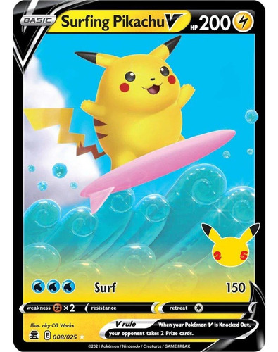 Pokemon Tcg Carta Surfing Pikachu V 8/25 Ultra Rara Original