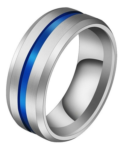 Anillo De Tungsteno 8mm Plateado/azul