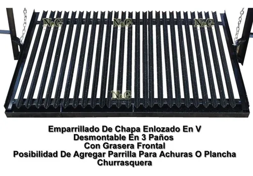 Imagen 2 de 6 de Herraje Para Parrilla Enlozado 1.14 X 0.60 Reforzado Grasera