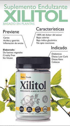 Xilitol Endulzante A Base De Plantas Natier 250gr X3