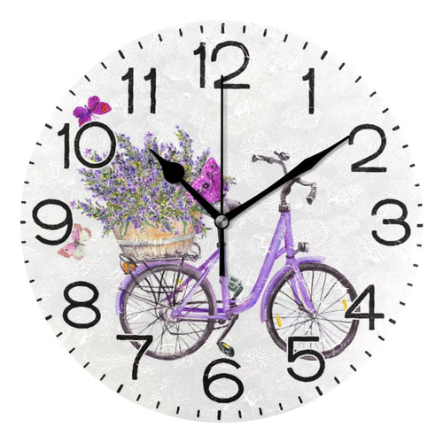 Reloj De Pared Violeta Para Bicicleta, Color Lavanda, Flores