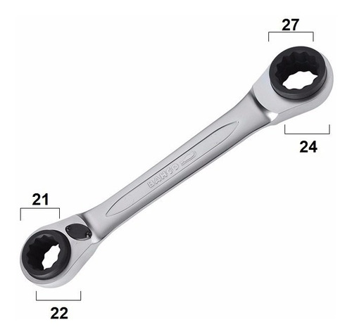 Llave Ratchet Bahco S4rm 4 Medidas 21-22-24-27mm Reversible