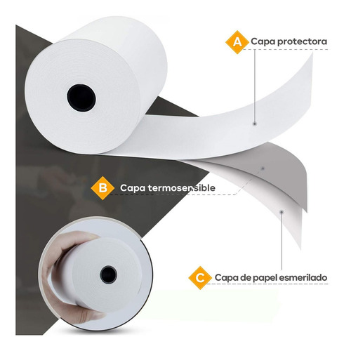 10 Rollos papel térmico 80x70 blanco impresora 80mm ticket HEMOTON Color Blanco