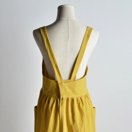 Cf Delantal Amarillo De Lino Y Algodón Para Mujer Kitchen