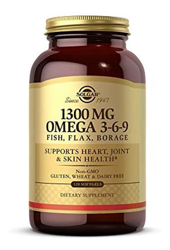 Solgar 1300 Mg Omega 3-6-9, 120 Cápsulas Blandas - Suplement