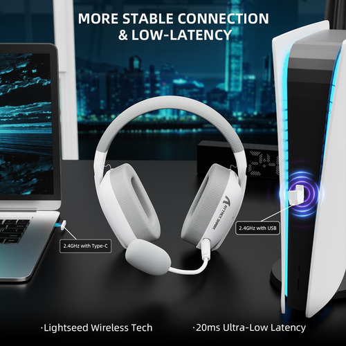 Auriculares Inalámbricos Para Juegos Attack Shark L80 Pro Color Blanco