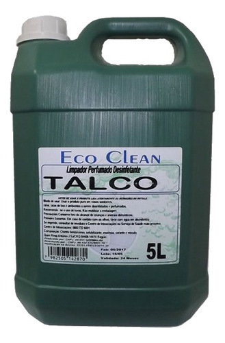 Limpador Perfumado Desinfetante Talco Eco Clean 5 Litros