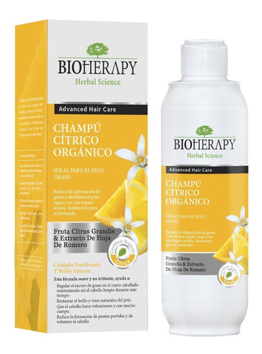 Shampoo Cítrico Orgánico Para Cabello Graso Bioherapy