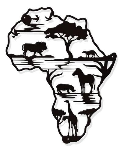 Decoración De Pared De Metal Con Mapa De África, Decoración 