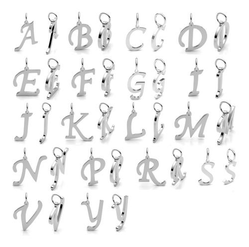 Imagen 6 de 10 de Dije Letras Iniciales Plata 925 Tipografia Chancery Agalea