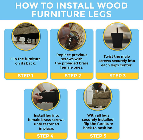 Patas De Madera Para Muebles De 5 Pulgadas Juego De 4 Pata