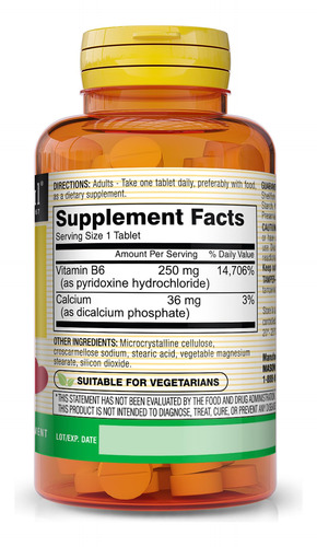 Albañil Vitamina Natural B-6 250mg 60 Seseu