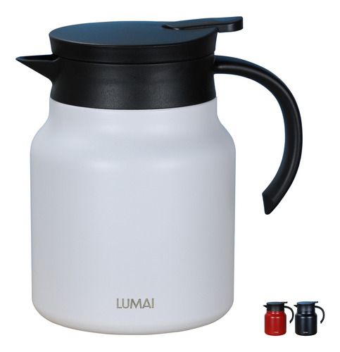 Garrafa Instambul De Café 1l Termica Inox Cafeteira Recipiente +6h Cor Branco Chá Bebida Quente Fria Jarra