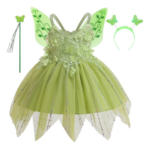 Disfraz De Elfa Princesa Tinker Bell Tiana For Niña Vestido Fiesta De Cumpleaños Halloween Navidad Carnaval Cosplay