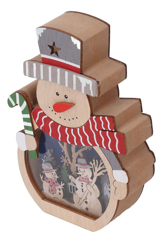 Adorno Navideño Luminoso De Madera Con Emisión Led