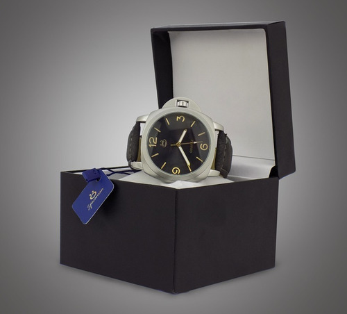 Relógio Masculino Prateado C/ Pulseira De Couro Original