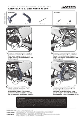 Imagen 2 de 2 de Protector De Chasis X-grip Ktm Sx/sxf Negro/naranja