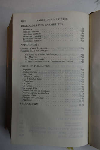 Oeuvres Romanesques : Dialogues Des Carmélites Bernanos C244 (Usado)
