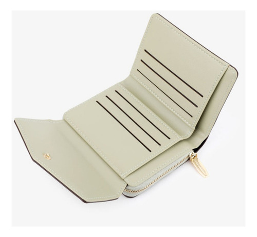 Cartera Corta Con Cremallera De Cuero Pu De Moda Para Mujer