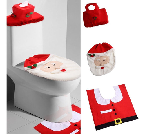 3pcs/set Navidad Santa Claustoilet Asiento Cubre Alfombra Se