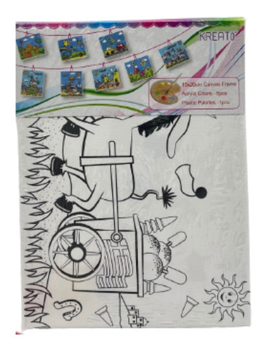 Lienzo Dibujo Para Niños + Pinturas 15 X 20 Cm
