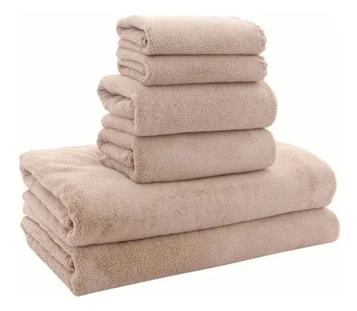 Juego De Toallas De 5 Piezas, Color Rosa Y Blanco