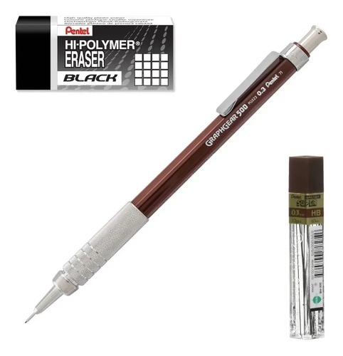 Kit Pentel Lapicero Graphgear 500 + Minas + Goma ( Elegir )