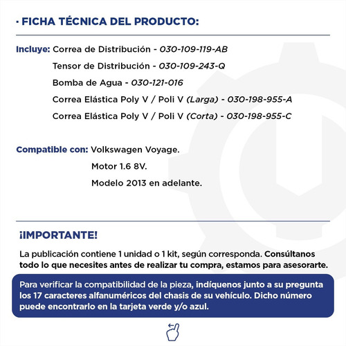 Imagen 2 de 9 de Kit Distribución Completo Voyage 1.6 8v Volkswagen Original
