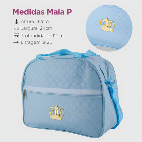 Kit Bolsa Mala Maternidade 2 Peças Reforçada Impermeável Menino Menina Cor Azul Bebê Mochila