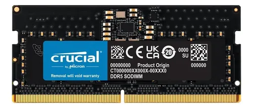 Memória Para Notebook Crucial 8gb Ddr5 4800mhz Sodimm Ct8g48c40s5