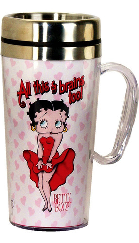 Betty Boop Brains Insulated Travel Mug, White