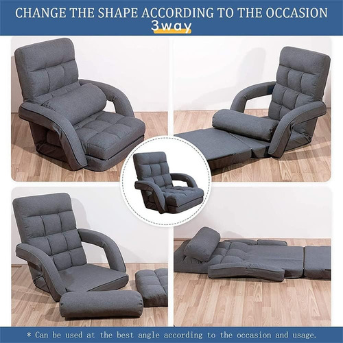 Chaise Lounge De Suelo Ajustable Plegable, Gris; Floguor