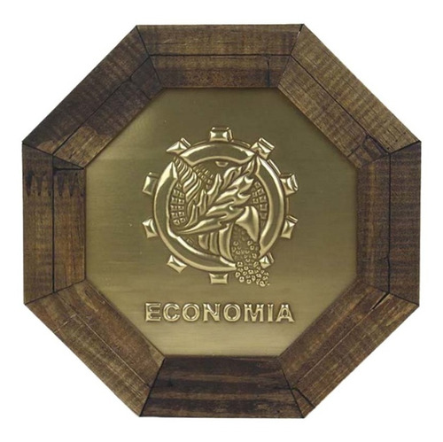 Quadro Profissão Economia Metal 18cm Cor Dourado Cor da armação Marrom