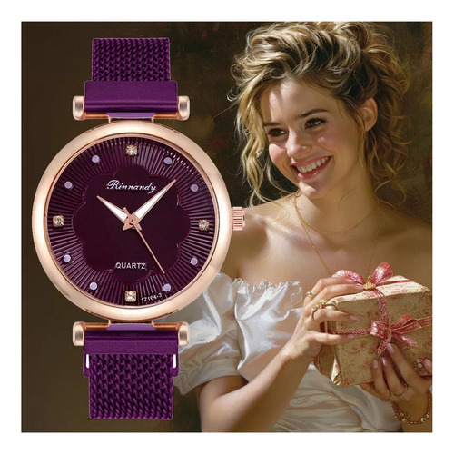 Relojes, Mxaea-002, 2pzas, Ø Dial 3.4cm, Longitud 25cm, Anch Correa Purple Fondo Purple