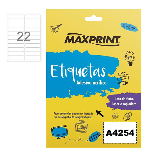 Etiqueta A4254 990x254mm 25 Folhas 22 Etiquetas - Maxprint