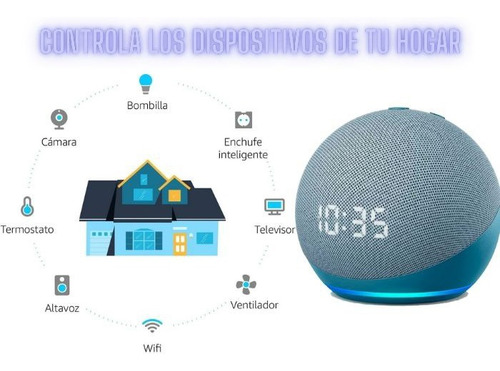 Amazon Echo Dot Echo Dot 4th Gen with clock con asistente virtual Alexa, pantalla integrada glacier white 110V/240V