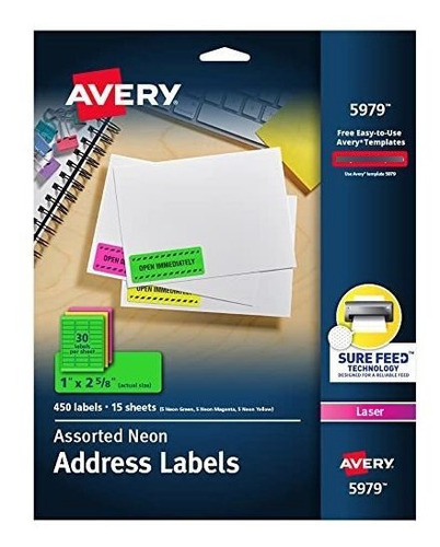 Etiquetas De Dirección Avery Neon, 450 Unidades (5979)