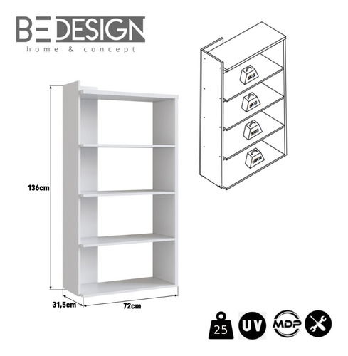 Estante Vertical 4 Espacios Moveli - Be Design