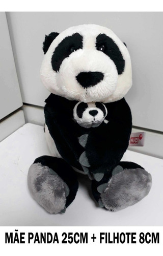 Ursinho Panda Mãe 25cm + Bebê 8cm Presente Romântico Oferta
