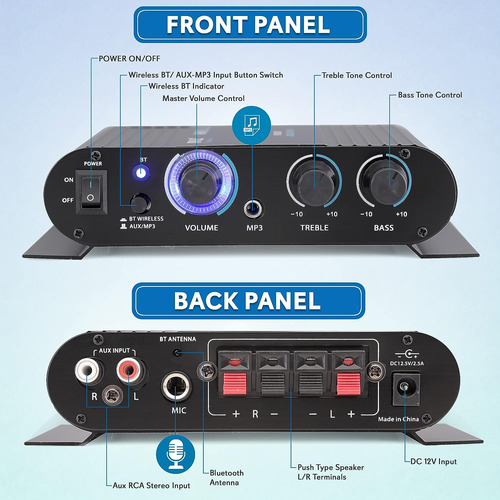 Amplificador De Audio Doméstico Inalámbrico Bluetooth Pyl...