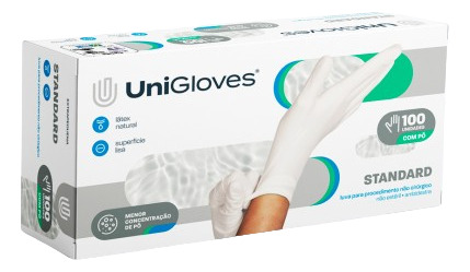 Luvas Descartáveis Unigloves Standard Latex Natural Cor Branco Tamanho G